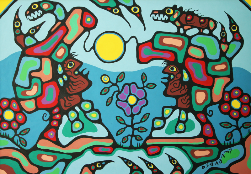 Indigenous Canadian artist Norval Morrisseau suffered from Parkinson’s disease—a neurological disorder that’s detectable by analyzing the fractal patterns found in his brush strokes. (Image: Morrisseau, Gathering Shamans, 1972)